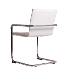 Sedia a slitta, poltroncina con braccioli imbottiti LIANA bianca