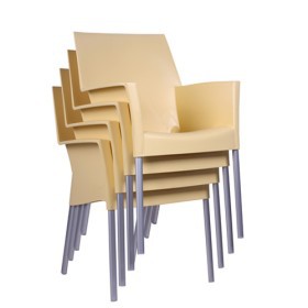 Sedia impilabile monoscocca con gambe alluminio GILDA