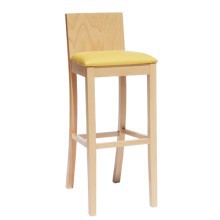 Sgabello in legno massello con sedile imbottito RELA- LH