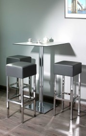 Sgabello alto in metallo quadro cromato MANDO