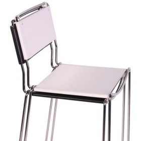 Sgabello alto impilabile in tondino d'acciaio cromato RODI