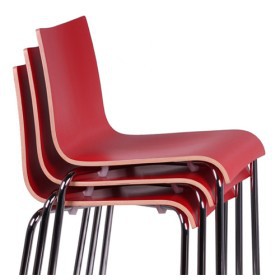 Sgabello alto impilabile con sedile in HPL, ROMAN