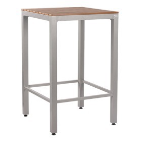 Set tavolo alto e 4 sgabelli in alluminio e piani listellari LUNO 