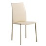 Sedia design a schienale alto imbottita in pelle beige ORTENSIA