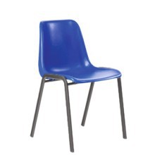 Sedia monoscocca in plastica blu PAOLO fusto grigio