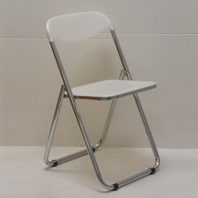 Sedia pieghevole in acciaio cromato e plastica bianca SABRINA